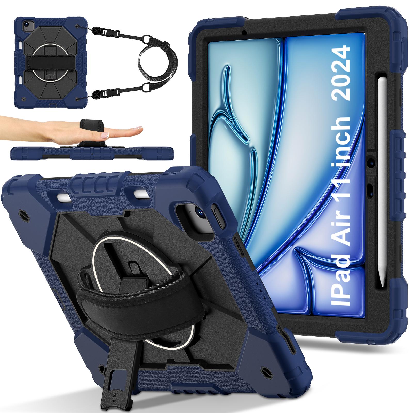 For iPad Air 11 (2025)/(2024) Case Silicone+PC Kickstand Tablet Cover with Shoulder Strap A
For iPad Air 11 (2025)/(2024) Case Silicone+PC Kickstand Tablet Cover with Shoulder Strap A