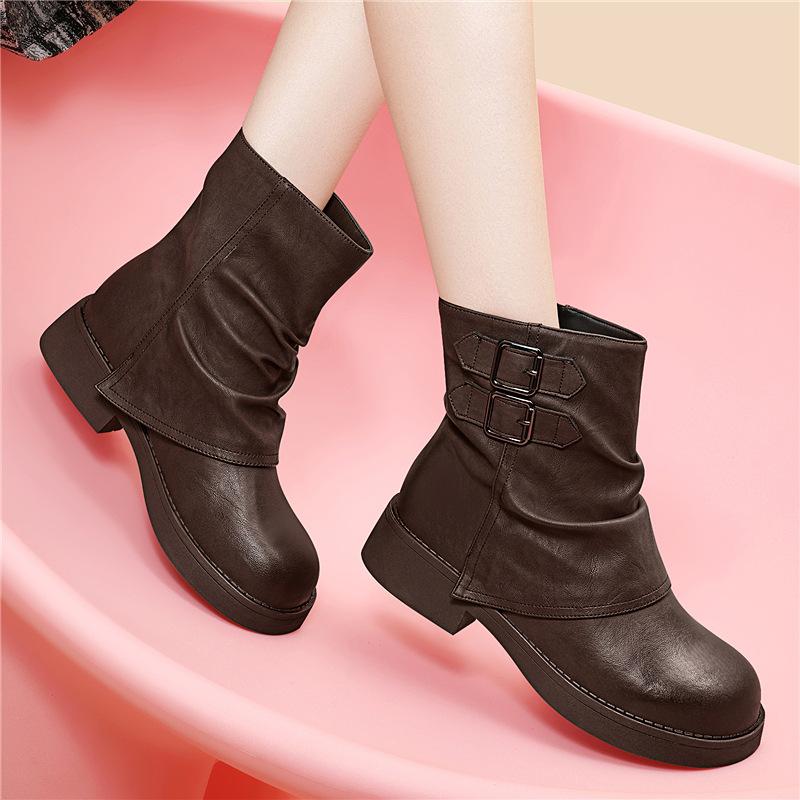 Autumn and winter new piled boots, trouser boots, soft leather thick-soled Martin boots, versatile brown short boots, cotton shoes 40
Autumn and winter new piled boots, trouser boots, soft leather thick-soled Martin boots, versatile brown short boots, cotton shoes 40
