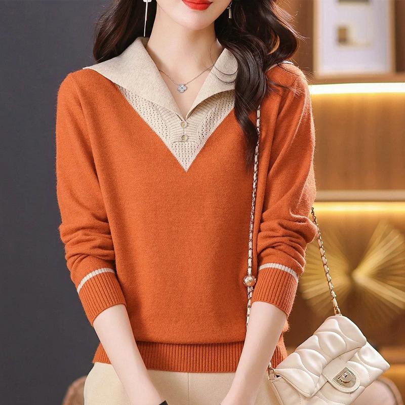 Women Autumn Winter Turn-Down Collar Pullover Color Block Button Long Sleeve Sweater Knitted Tops Female Bottoming Shirt One size оранжевый
Women Autumn Winter Turn-Down Collar Pullover Color Block Button Long Sleeve Sweater Knitted Tops Female Bottoming Shirt One size оранжевый