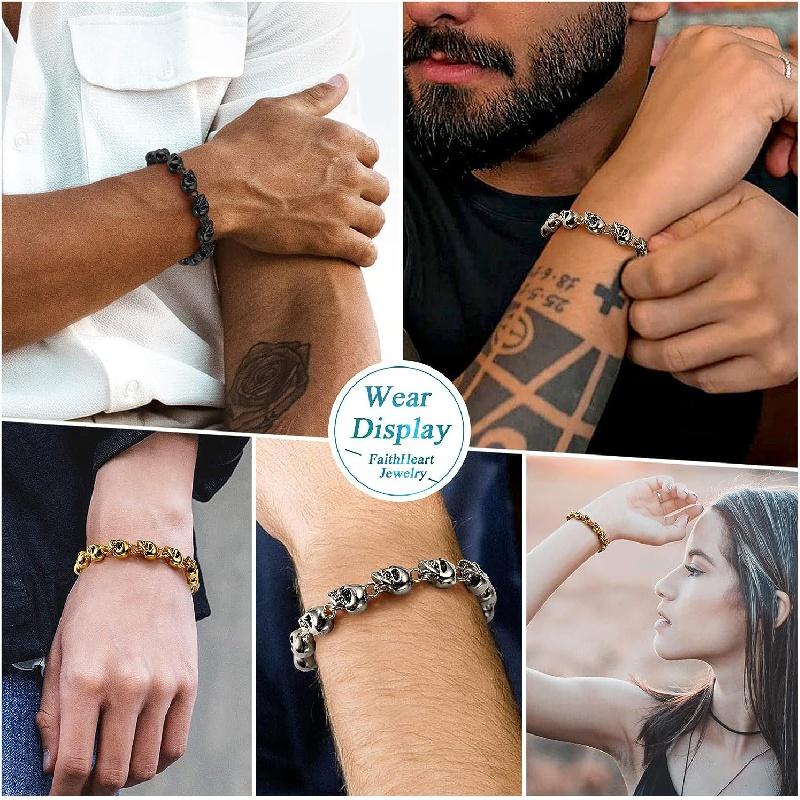 1 шт. готический браслет с черепом, мужской и женский браслет-цепочка с черепом из нержавеющей стали в стиле панк, декор для вечеринки в честь Хэллоуина 
1 шт. готический браслет с черепом, мужской и женский браслет-цепочка с черепом из нержавеющей стали в стиле панк, декор для вечеринки в честь Хэллоуина