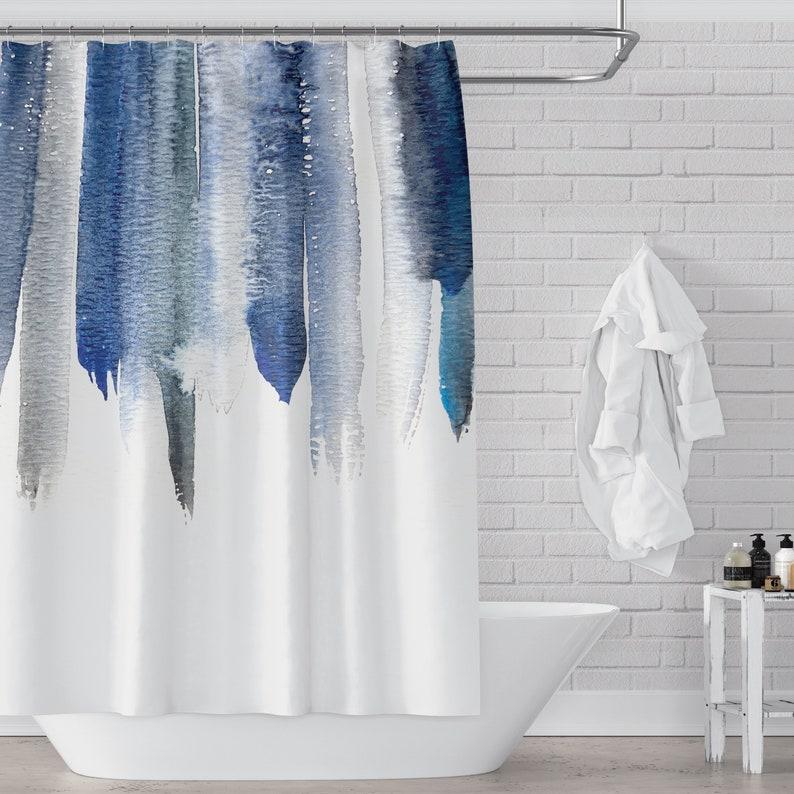 Deep Blue Watercolor Drops On White Abstract Contemporary Shower Curtain W60H190(CM)-1 Pcs
Deep Blue Watercolor Drops On White Abstract Contemporary Shower Curtain W60H190(CM)-1 Pcs