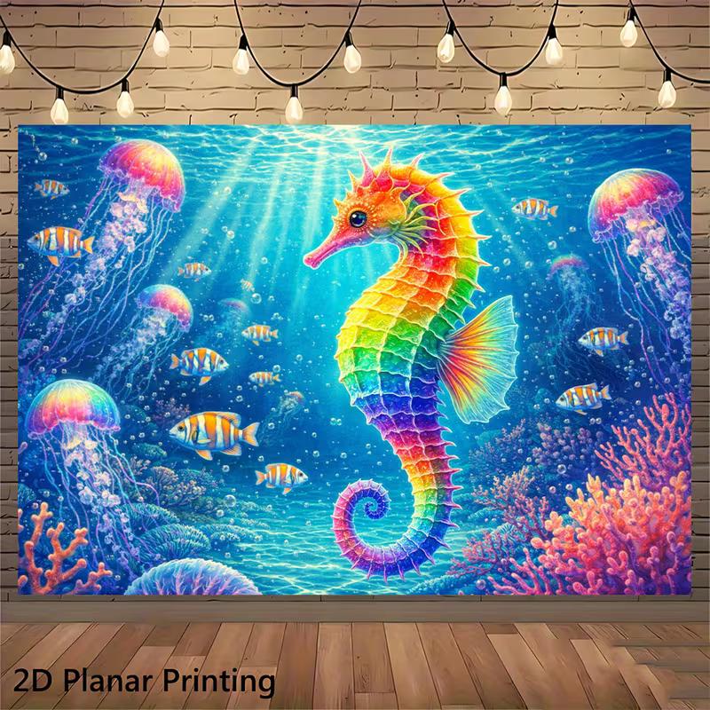 2D Ocean Themed Party Backdrop, Rainbow Seahorse Coral Reef Photo Booth Background Banner 47.2x31.5inch/120*80cm
2D Ocean Themed Party Backdrop, Rainbow Seahorse Coral Reef Photo Booth Background Banner 47.2x31.5inch/120*80cm