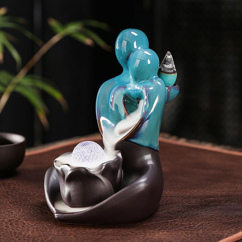 Creative Couple LED Light Backflow Incense Burner Ornament Bedroom Home Yoga Decoration Crafts(Without Incense)
Creative Couple LED Light Backflow Incense Burner Ornament Bedroom Home Yoga Decoration Crafts(Without Incense)