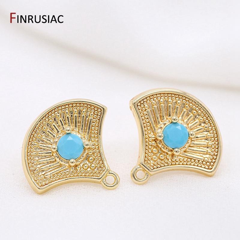 2020 New Designer 14k Gold Plated Zircon Fan-shaped Post Earrings Findings Crafts DIY Handmade Supplies Of Earrings Jewelry 1 pair
2020 New Designer 14k Gold Plated Zircon Fan-shaped Post Earrings Findings Crafts DIY Handmade Supplies Of Earrings Jewelry 1 pair