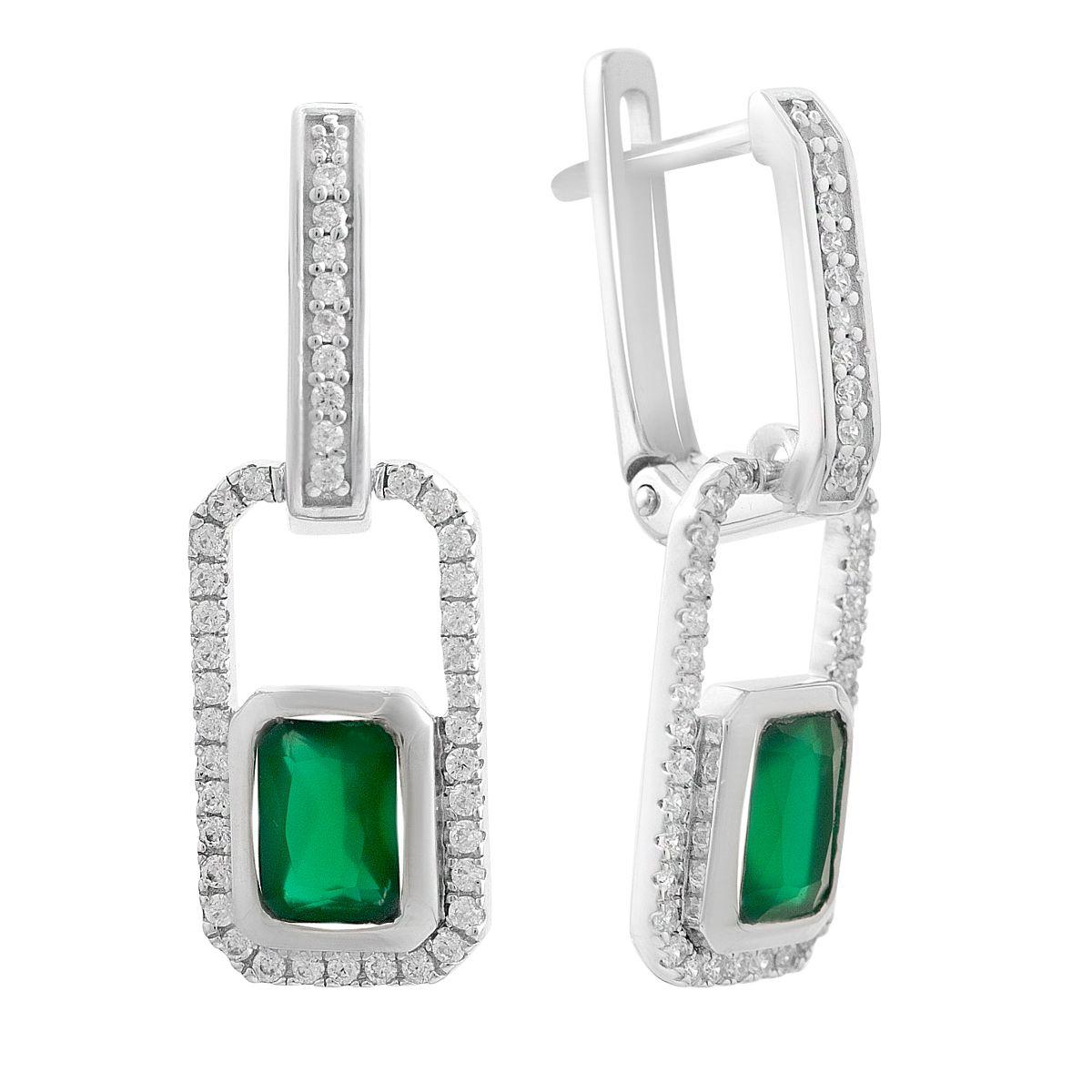 Silver earrings with natural agate 2.713ct, cubic zirconia (2208198) смарагдовий
Silver earrings with natural agate 2.713ct, cubic zirconia (2208198) смарагдовий