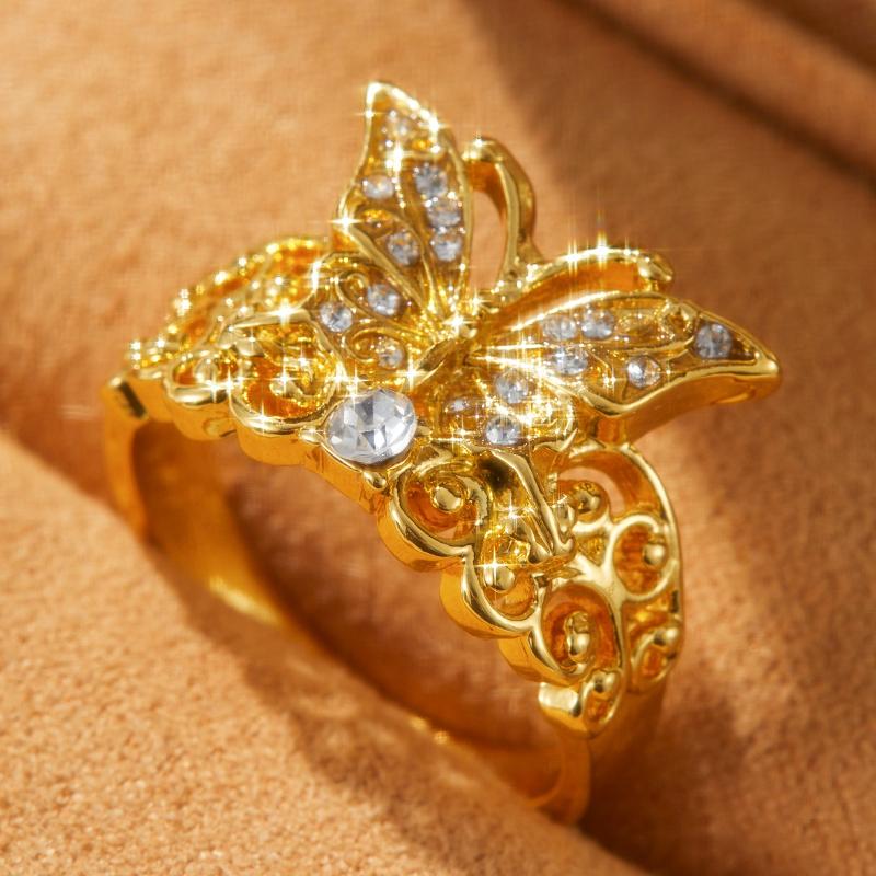 Personalized Hollow Out Design Carved Pattern Butterfly Ring, Women s Exquisite Sparkling Holiday Party Accessories Zircon 7
Personalized Hollow Out Design Carved Pattern Butterfly Ring, Women s Exquisite Sparkling Holiday Party Accessories Zircon 7