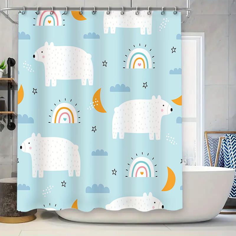 Blue Shower Curtain With White Polar Bears Rainbow Moon Stars Bath Decoration Customizable Size Waterproof Home Bathroom Decor G W60H190(CM)-1 Pcs
Blue Shower Curtain With White Polar Bears Rainbow Moon Stars Bath Decoration Customizable Size Waterproof Home Bathroom Decor G W60H190(CM)-1 Pcs