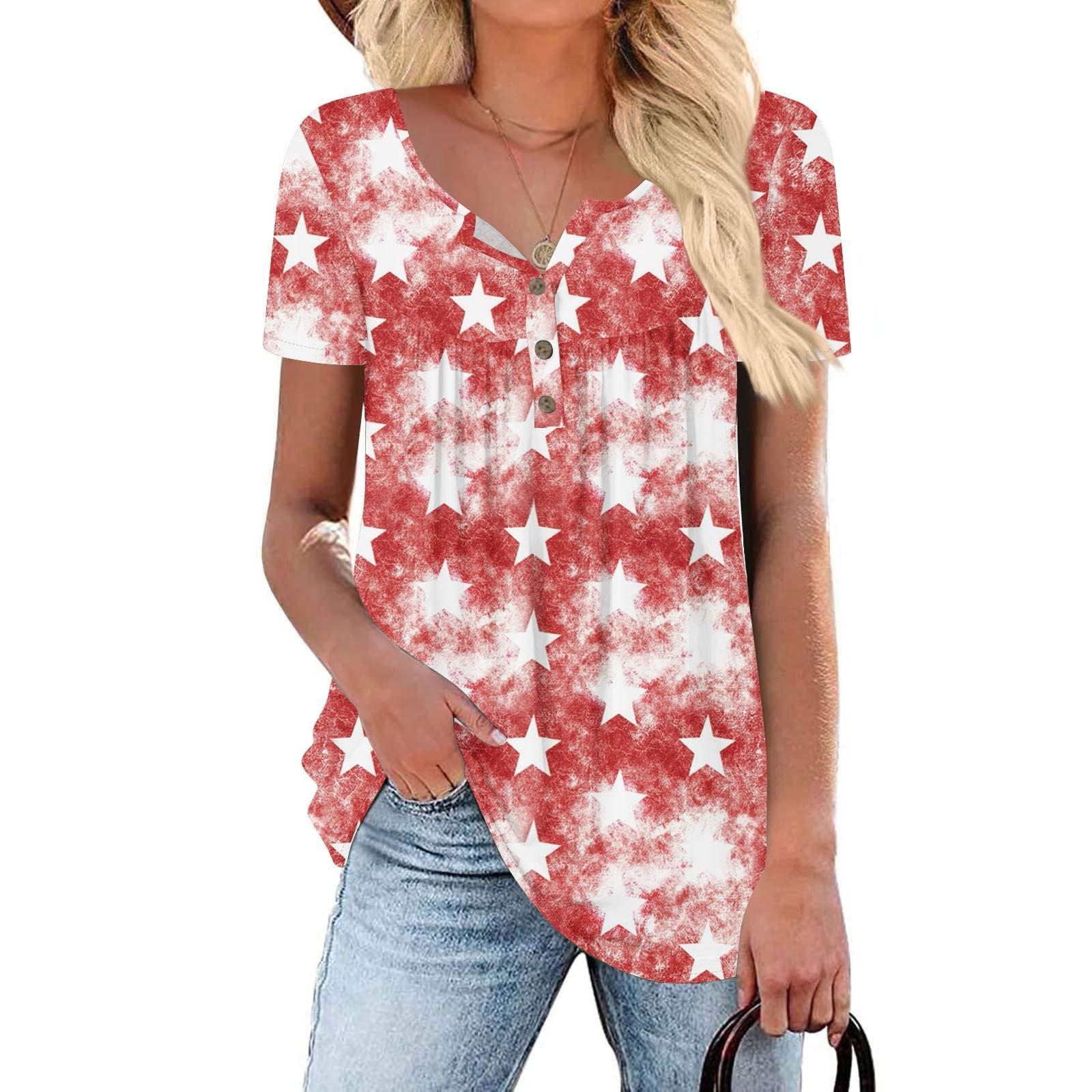 Women Tunic Tops Dressy Casual Summer Short Sleeve Shirts Loose Fit Pleated Boho Top Independence Day S Кіновар
Women Tunic Tops Dressy Casual Summer Short Sleeve Shirts Loose Fit Pleated Boho Top Independence Day S Кіновар