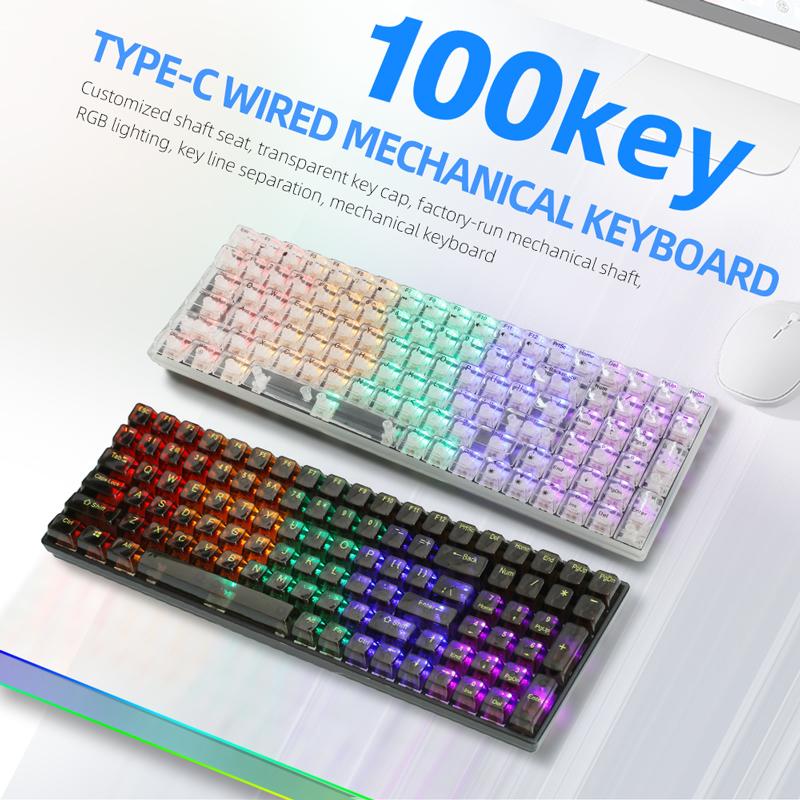 Y-FRUITFUL K10 Mechanical 100-Key Type-C Wired Keyboard with Clear Keycap Transparent White
Y-FRUITFUL K10 Mechanical 100-Key Type-C Wired Keyboard with Clear Keycap Transparent White