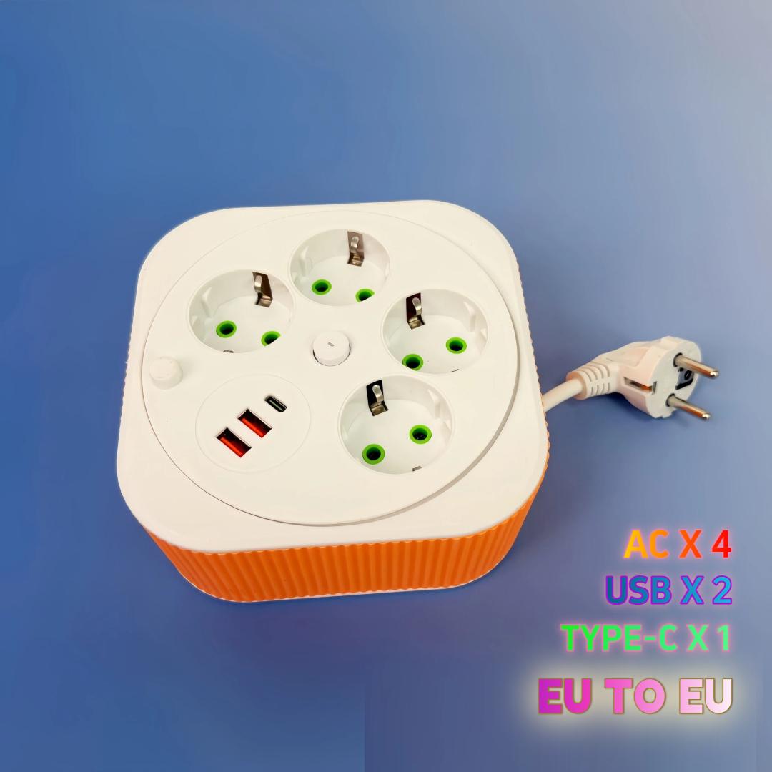 Square Retractable Power Strip – Multi-Function USB Charging Station, 2-Meter Extension Cord EU to EU помаранчевий
Square Retractable Power Strip – Multi-Function USB Charging Station, 2-Meter Extension Cord EU to EU помаранчевий