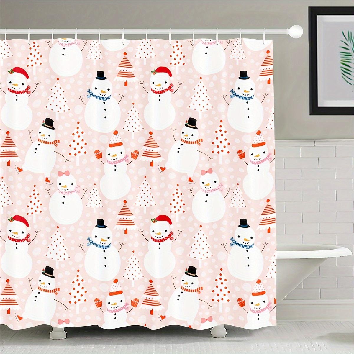 Festive Pink And White Snowman & Santa Christmas Shower Curtain - Polyester, Machine Washable, All-Season Decor With Snowflakes W60H190(CM)-1 Pcs
Festive Pink And White Snowman & Santa Christmas Shower Curtain - Polyester, Machine Washable, All-Season Decor With Snowflakes W60H190(CM)-1 Pcs