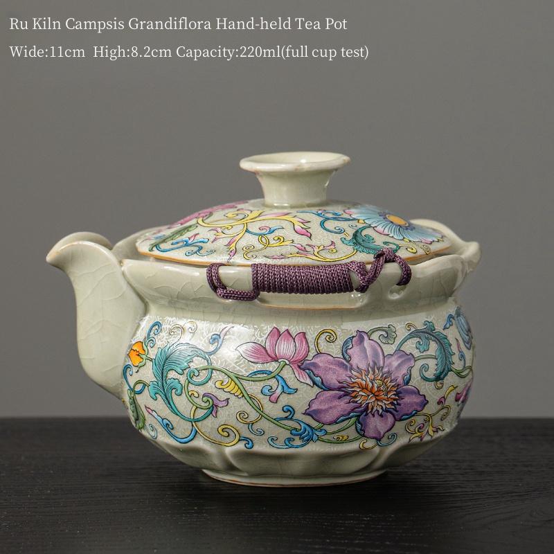 220ml Ru Kiln Porcelain Vintage Pottery Clay Campsis Grandiflora Flower Hand-held Tea Pot Kung Fu Tea Set Tea Ceremony Set 200-400ml
220ml Ru Kiln Porcelain Vintage Pottery Clay Campsis Grandiflora Flower Hand-held Tea Pot Kung Fu Tea Set Tea Ceremony Set 200-400ml