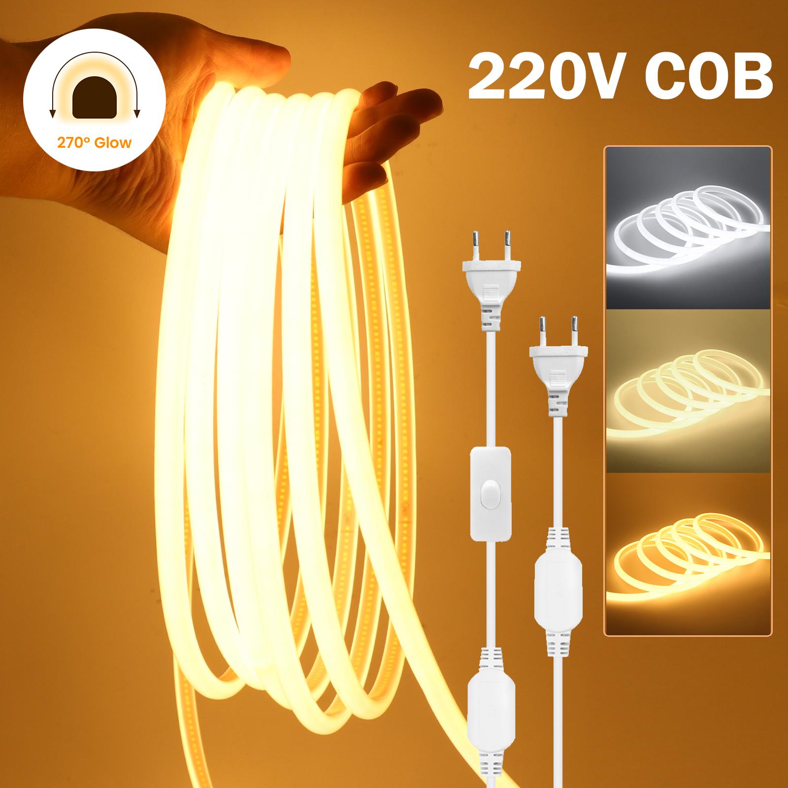 220V COB LED Neon Strip Light 270° Uniform Glow Waterproof 288LEDs/m Flexible Tape with Switch EU Plug for Home Garden Lighting 0.5m
220V COB LED Neon Strip Light 270° Uniform Glow Waterproof 288LEDs/m Flexible Tape with Switch EU Plug for Home Garden Lighting 0.5m