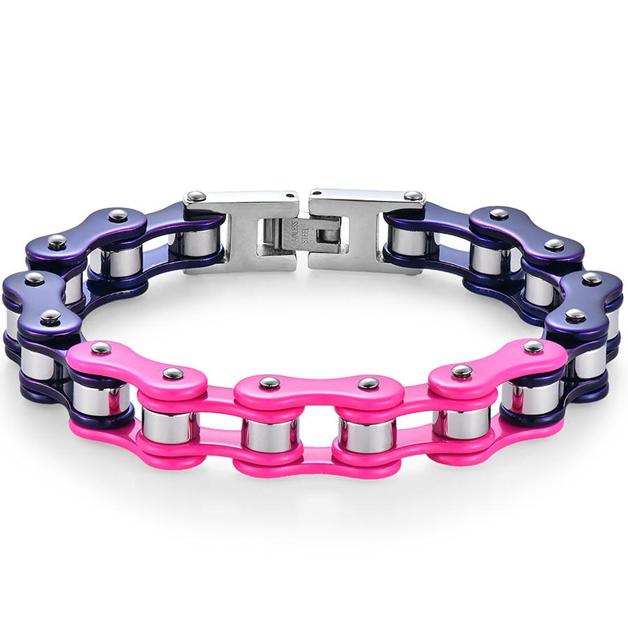 Фиолетово-розовый браслет-цепь для мотоцикла с цветовой блокировкой для мужчин из нержавеющей стали с дизайном велосипедного звена, мужские браслеты, хип-хоп украшения 21CM розовый
Фиолетово-розовый браслет-цепь для мотоцикла с цветовой блокировкой для мужчин из нержавеющей стали с дизайном велосипедного звена, мужские браслеты, хип-хоп украшения 21CM розовый