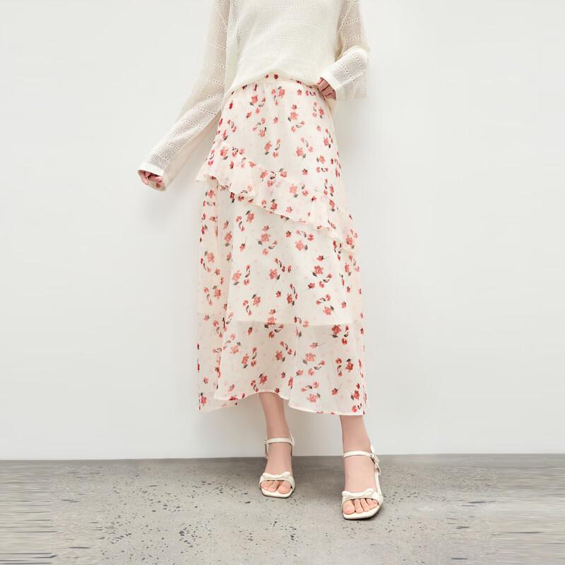 Elegant Floral Ruffle A-Line Midi Skirt L
Elegant Floral Ruffle A-Line Midi Skirt L