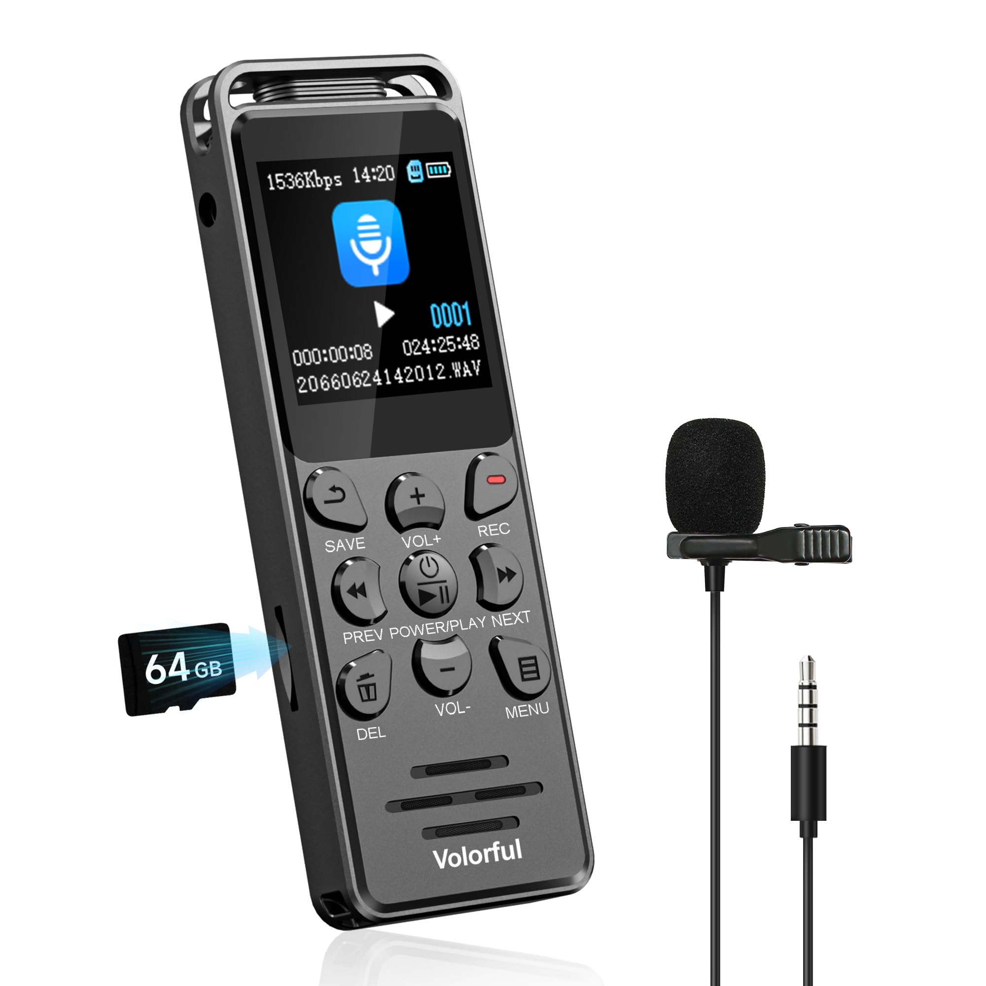 Компактный диктофон Volorful, 80 ГБ, 70 часов непрерывной записи, 900 часов памяти для записи, 1,44-дюймовый ЖК-экран, запись одной кнопкой,
Компактный диктофон Volorful, 80 ГБ, 70 часов непрерывной записи, 900 часов памяти для записи, 1,44-дюймовый ЖК-экран, запись одной кнопкой,