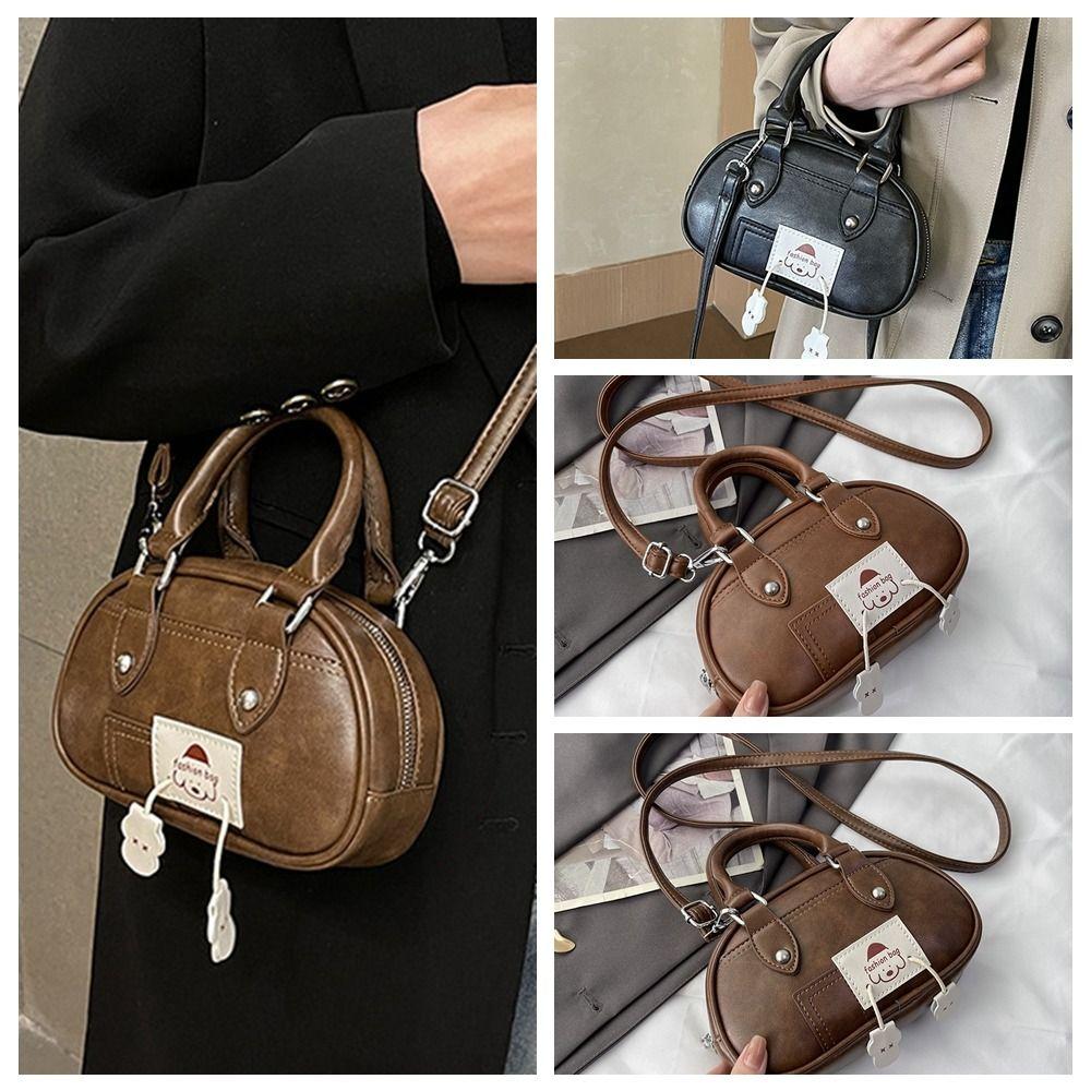 Pu Leather Bowling Shoulder Bag Solid Color Pillow Underarm Bag Classic Handbag Streetwear коричневый 
Pu Leather Bowling Shoulder Bag Solid Color Pillow Underarm Bag Classic Handbag Streetwear коричневый