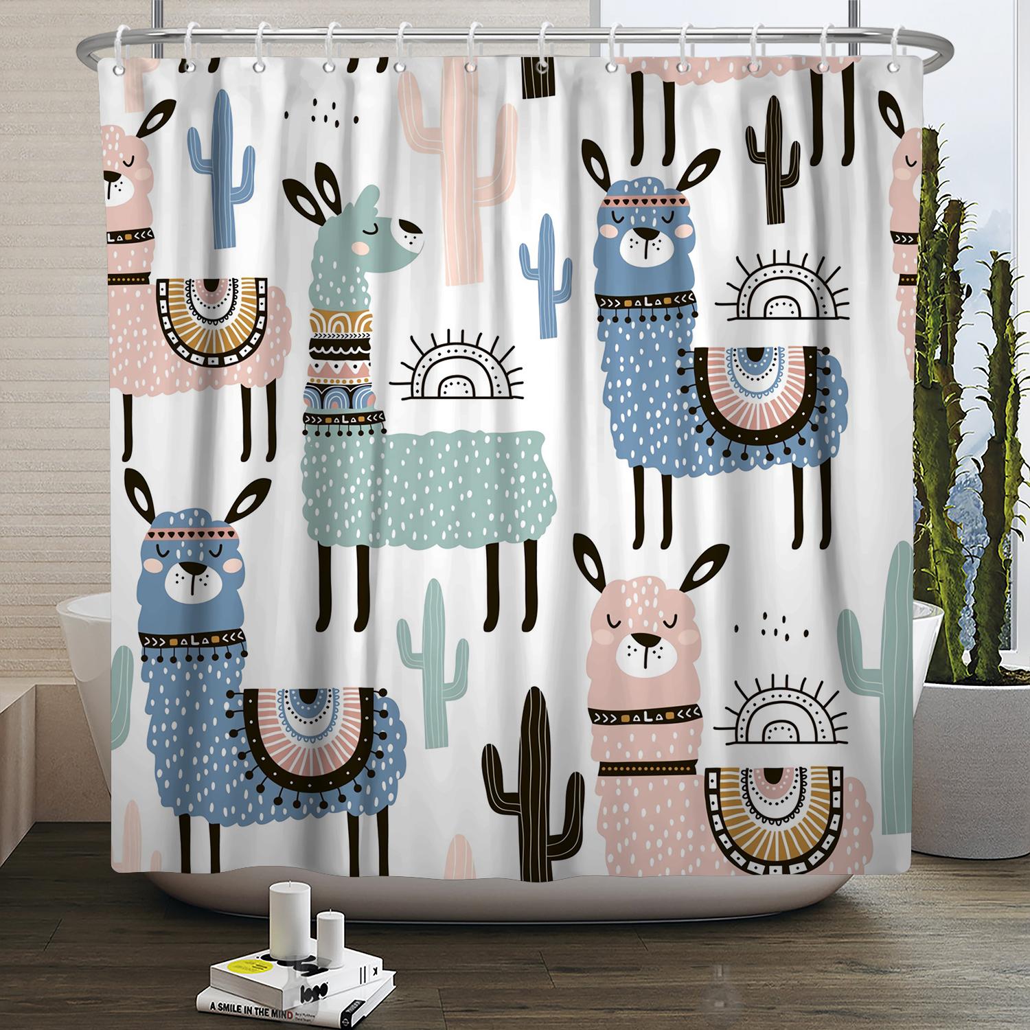 Cute Funny Lama Alpaca Shower Curtain Fun Cartoon Animals Cactus Shower Curtains for Bathroom Home Decor Waterproof Bath Curtain W90xH180cm
Cute Funny Lama Alpaca Shower Curtain Fun Cartoon Animals Cactus Shower Curtains for Bathroom Home Decor Waterproof Bath Curtain W90xH180cm