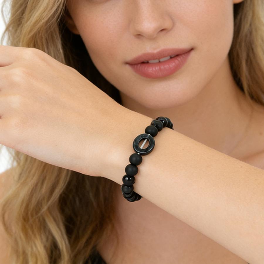 Minimalist Black Matte Stone Beaded Bracelet with Amethyst Circle Charm Elastic Stretch Bracelet for Women Daily Casual Jewelry
Minimalist Black Matte Stone Beaded Bracelet with Amethyst Circle Charm Elastic Stretch Bracelet for Women Daily Casual Jewelry