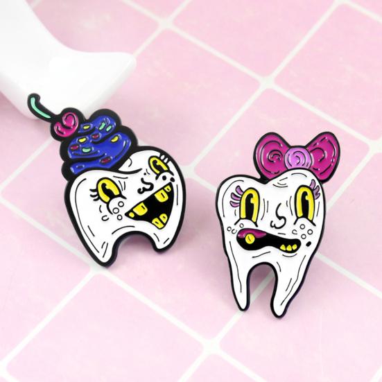 Funny Cartoon Tooth Enamel Brooch Pin Unisex Denim Jacket Collar Backpack Badge