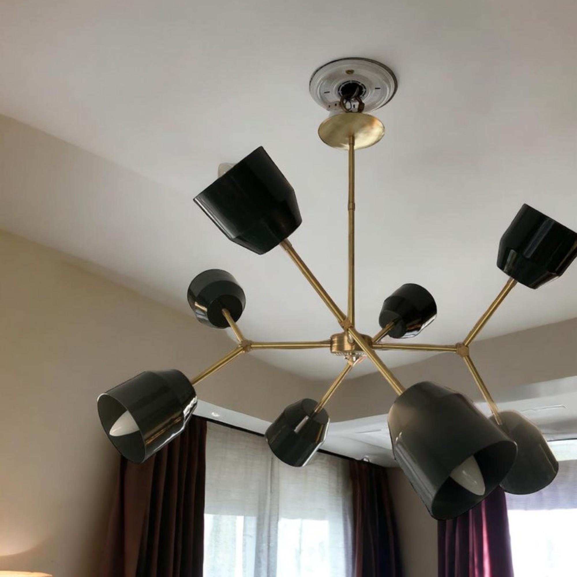 12-Light Italian Stilnovo Chandelier | Raw Brass & Black Orbs Sputnik Style | Modern Living Room Office Decor
12-Light Italian Stilnovo Chandelier | Raw Brass & Black Orbs Sputnik Style | Modern Living Room Office Decor