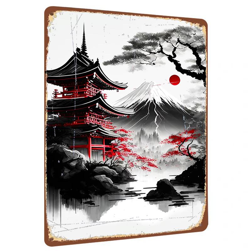 Japanese Traditional Red Temple Fuji Mountain Metal Wall Art Ink Painting Style Iron Decor for Home Office 20x30cm(7.8x11.8inch)
Japanese Traditional Red Temple Fuji Mountain Metal Wall Art Ink Painting Style Iron Decor for Home Office 20x30cm(7.8x11.8inch)