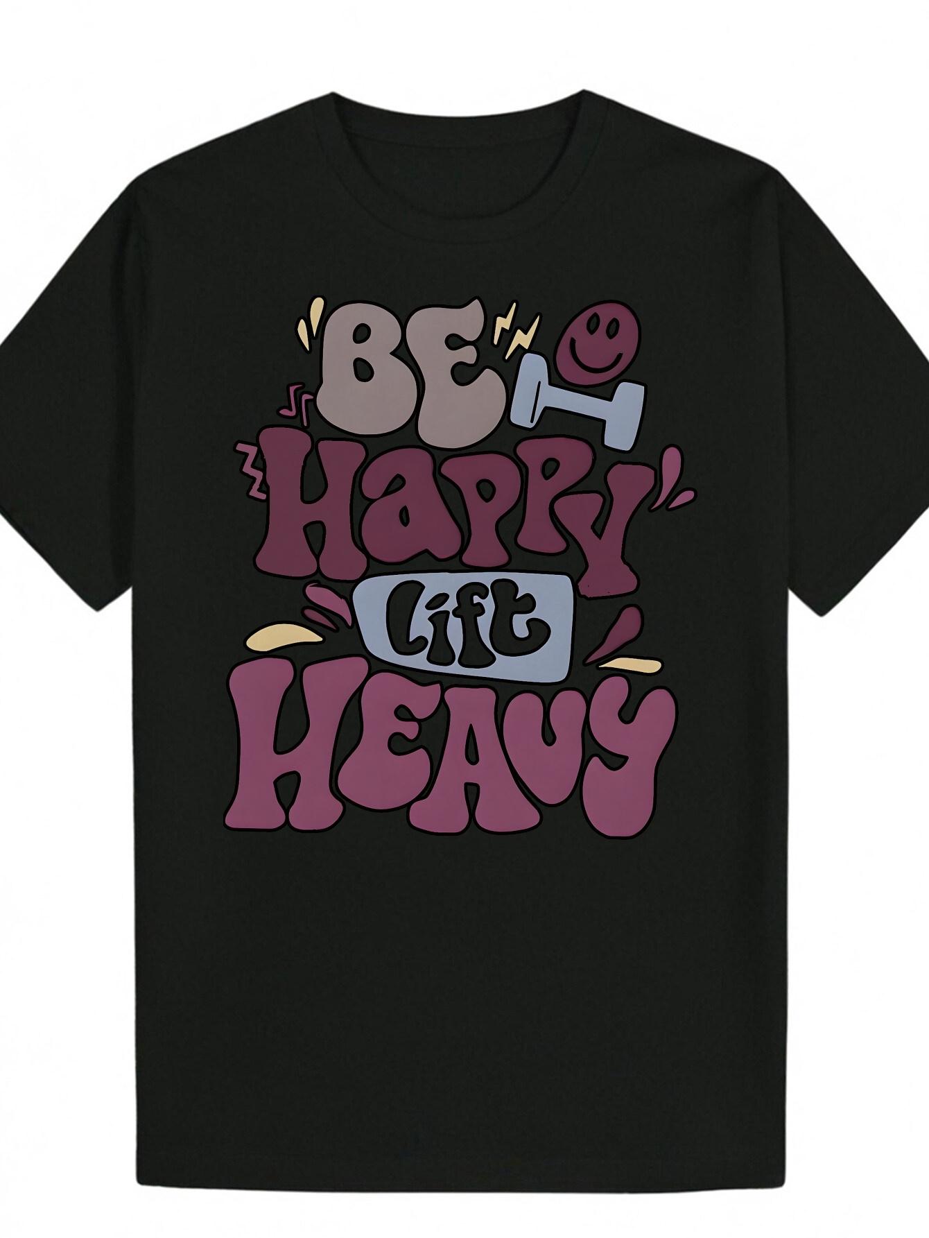 Crew Neck Polyester T-shirt - Be Happy Inspirational Letter Print M
Crew Neck Polyester T-shirt - Be Happy Inspirational Letter Print M