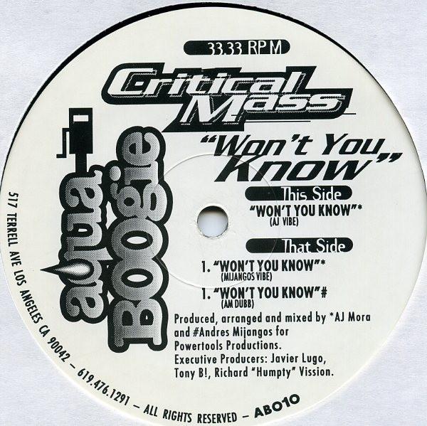 12inch Record CRITICAL MASS - Won t You Know AB010 AQUA BOOGIE 1995 US Dance & Electronica Used
12inch Record CRITICAL MASS - Won t You Know AB010 AQUA BOOGIE 1995 US Dance & Electronica Used