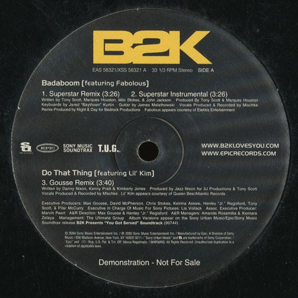 12inch Record B2K - Badaboom (Remixes) EAS58321PROMO Epic 2004 US Rap & Hip-Hop/R&B Used
12inch Record B2K - Badaboom (Remixes) EAS58321PROMO Epic 2004 US Rap & Hip-Hop/R&B Used