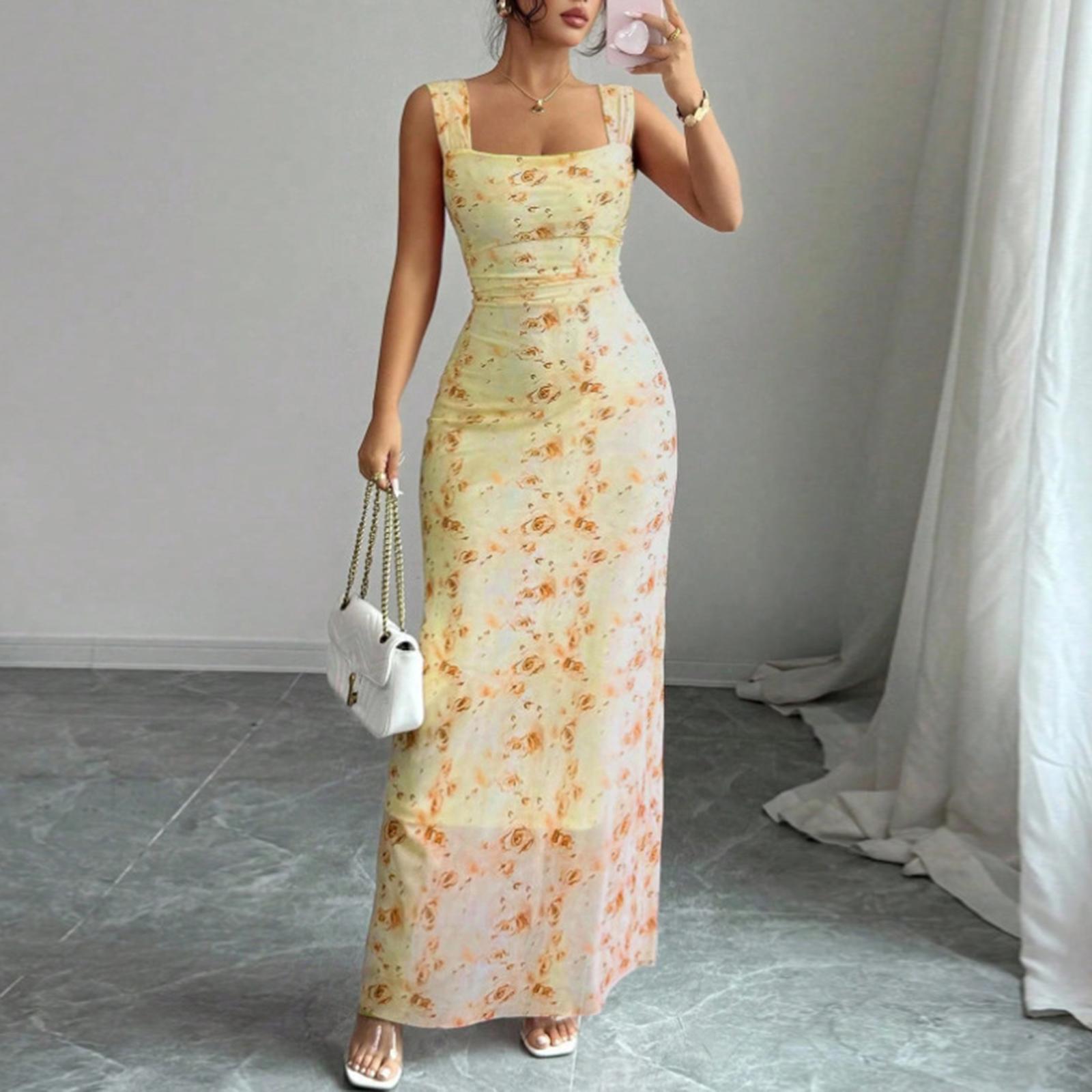 Women s Sleeveless Backless Floral Print Bodycon Maxi Dress Square Neck Fitted Long Dress for Summer Party Casual Wear XL жёлтый
Women s Sleeveless Backless Floral Print Bodycon Maxi Dress Square Neck Fitted Long Dress for Summer Party Casual Wear XL жёлтый