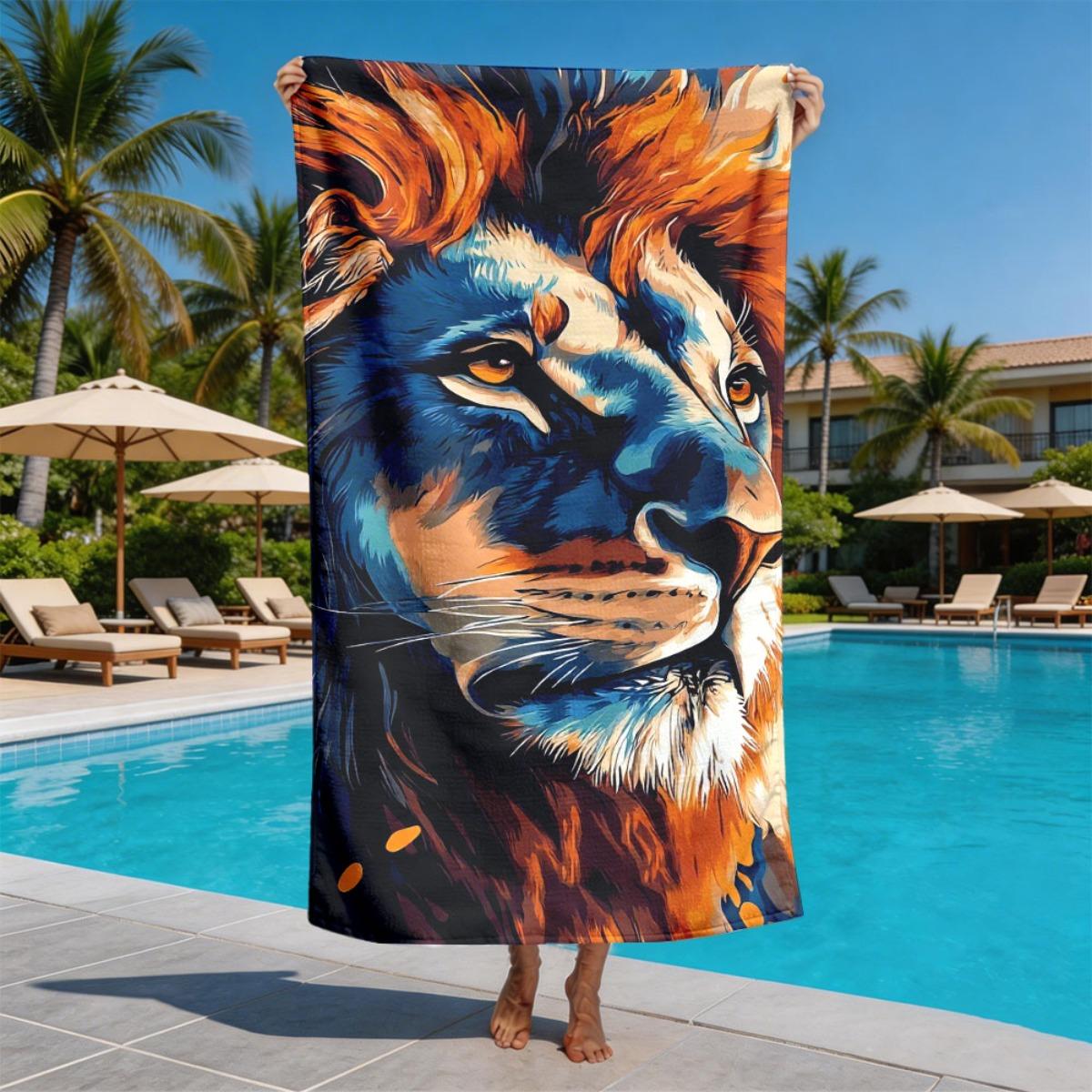 Colorful style lion head statue polyester microfiber beach towel is highly absorbent, suitable for swimming and beach outings W40*H60(CM)
Colorful style lion head statue polyester microfiber beach towel is highly absorbent, suitable for swimming and beach outings W40*H60(CM)