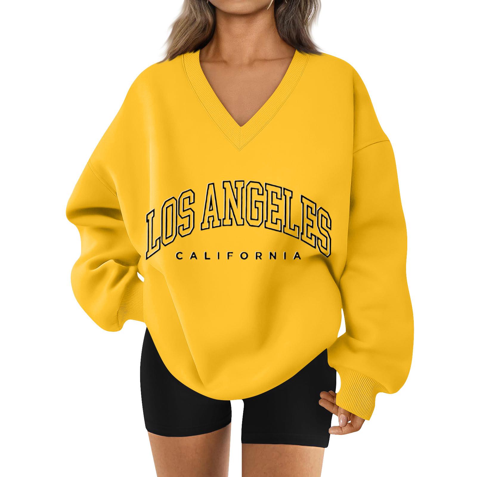 Женская свободная и удобная спортивная одежда с V-образным вырезом и надписью, толстовка с длинным рукавом, повседневная одежда для сочетания XL жёлтый
Женская свободная и удобная спортивная одежда с V-образным вырезом и надписью, толстовка с длинным рукавом, повседневная одежда для сочетания XL жёлтый