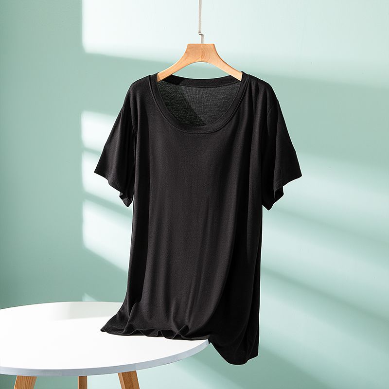 Модальный топ с нагрудной подушечкой, самый простой для сочетания с футболкой, женский, летний, модный, уличный, с коротким рукавом, однотонный, большого размера, повседневная базовая рубашка Black XL (55.00 kg-70.00 kg recommended
Модальный топ с нагрудной подушечкой, самый простой для сочетания с футболкой, женский, летний, модный, уличный, с коротким рукавом, однотонный, большого размера, повседневная базовая рубашка Black XL (55.00 kg-70.00 kg recommended