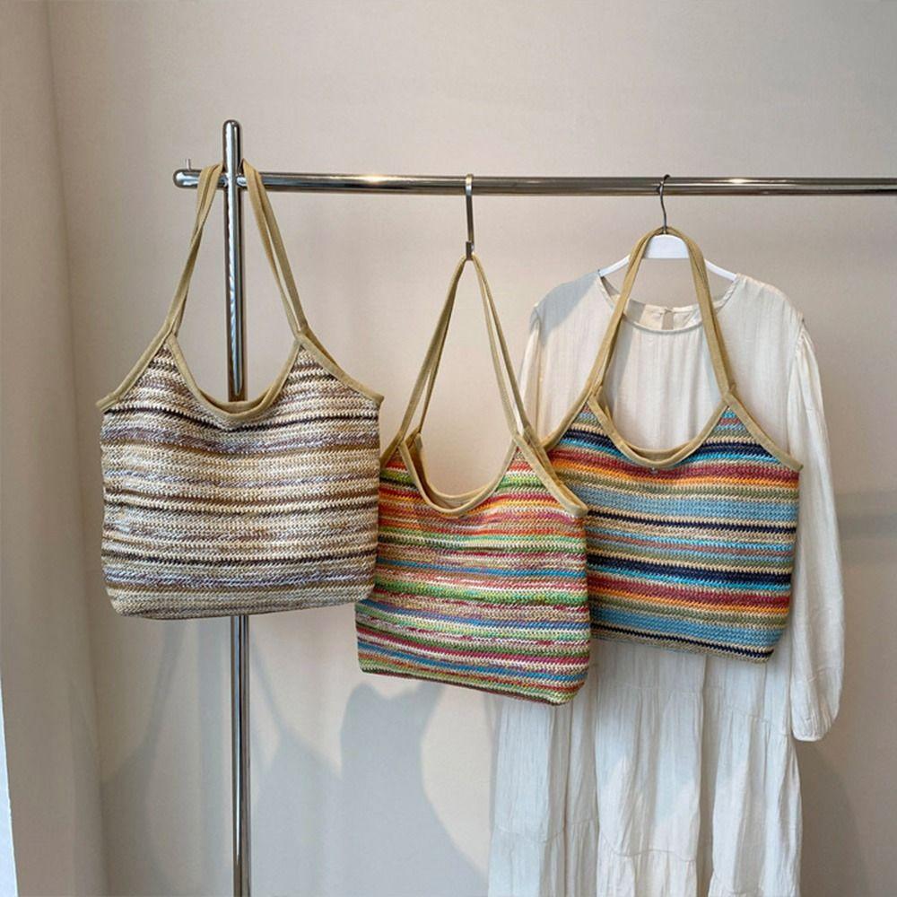 Rainbow Stripe Underarm Tote Bag Large Capacity Casual Handbag Women s Crochet Shoulder Bag Travel Style 3
Rainbow Stripe Underarm Tote Bag Large Capacity Casual Handbag Women s Crochet Shoulder Bag Travel Style 3