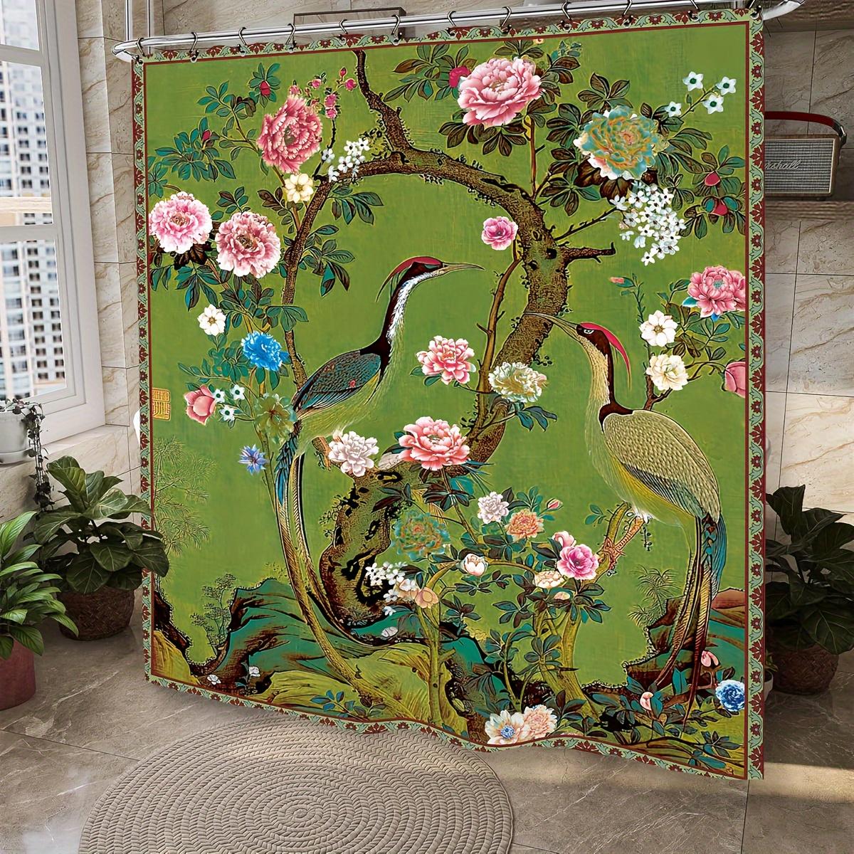 Elegant Birds And Blooming Flowers Waterproof Shower Curtain For Bathroom Decor, Adding A Touch Of Nature S Beauty A W60H190(CM)-1 Pcs
Elegant Birds And Blooming Flowers Waterproof Shower Curtain For Bathroom Decor, Adding A Touch Of Nature S Beauty A W60H190(CM)-1 Pcs