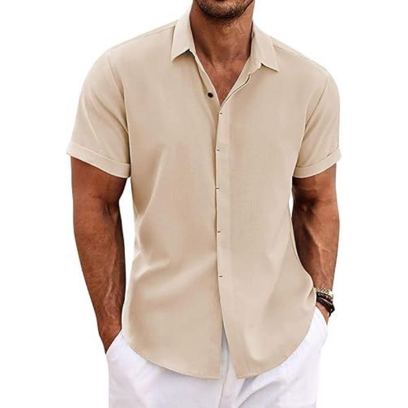 Men Short Sleeve Linen Blend Shirt Solid Color Casual Button Down Beach Top S хаки
Men Short Sleeve Linen Blend Shirt Solid Color Casual Button Down Beach Top S хаки