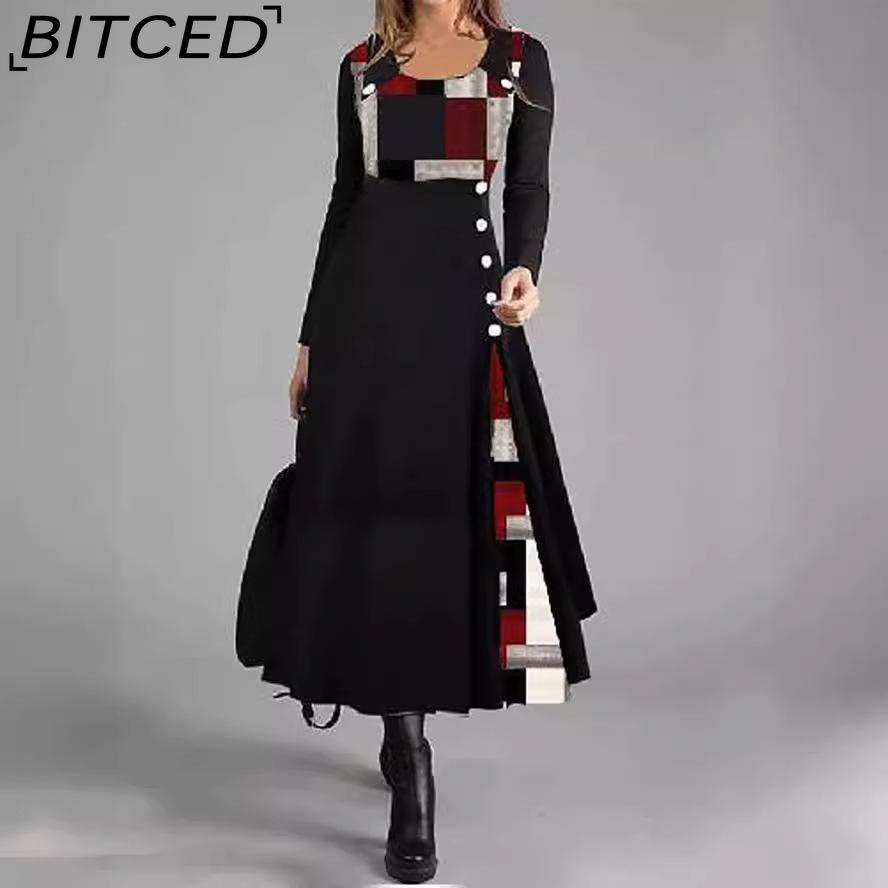 BITCED Autumn/Winter Women s Colour-Block Button-Front O-Neck Long-Sleeved Full-Skirted Dress XXXXXL чорний
BITCED Autumn/Winter Women s Colour-Block Button-Front O-Neck Long-Sleeved Full-Skirted Dress XXXXXL чорний