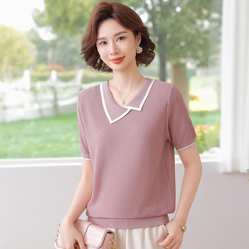 Mom s Summer Short-Sleeve Lapel Blouse for Middle-Aged Women - Fashionable, Age-Reducing, Lightweight Top 3XL (140-160 jin)
Mom s Summer Short-Sleeve Lapel Blouse for Middle-Aged Women - Fashionable, Age-Reducing, Lightweight Top 3XL (140-160 jin)