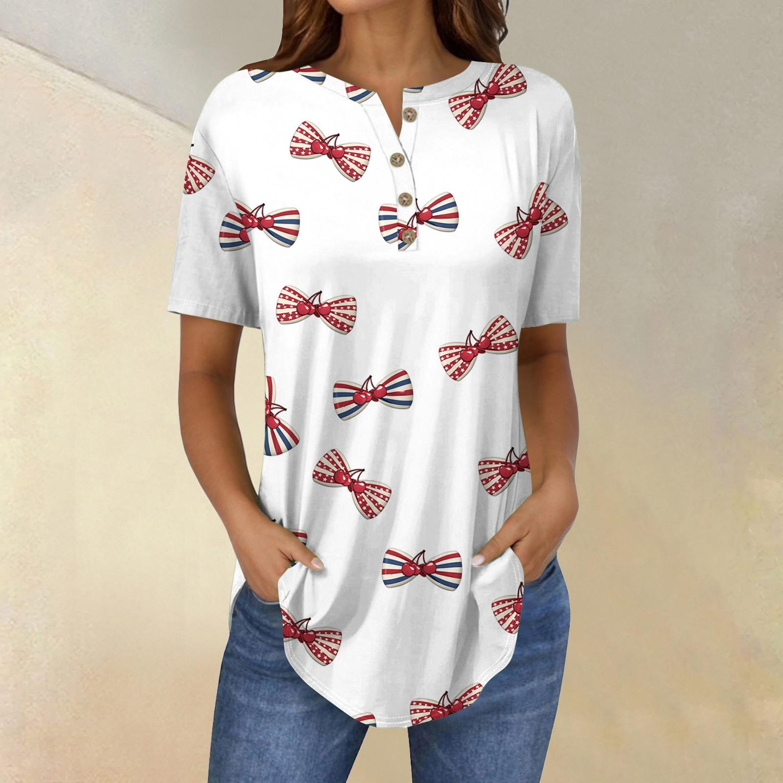 Короткие рукава женские топы летние футболки принт V-образный вырез повседневные базовые футболки рубашки на пуговицах туники топы День независимости XL белый
Короткие рукава женские топы летние футболки принт V-образный вырез повседневные базовые футболки рубашки на пуговицах туники топы День независимости XL белый