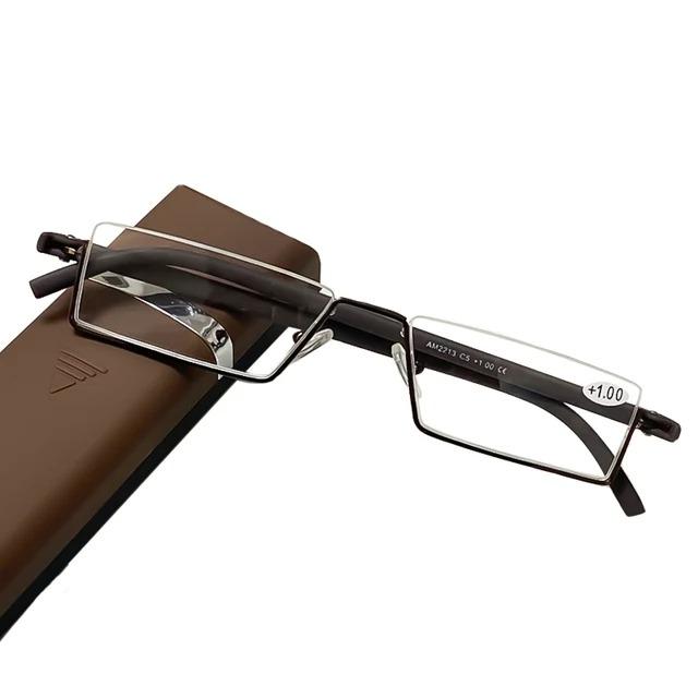 Flexible Half Frame Mini Folding Reading Glasses Women Men Anti-blue Portable Presbyopia Eyeglasses Pen Glasses With Box +1.75+2 +400 коричневий
Flexible Half Frame Mini Folding Reading Glasses Women Men Anti-blue Portable Presbyopia Eyeglasses Pen Glasses With Box +1.75+2 +400 коричневий