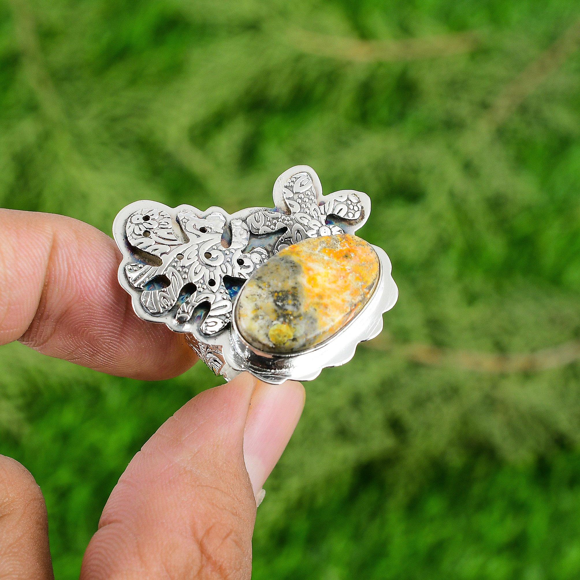 Натуральный яшма шмеля мульти камень регулируемое кольцо серебро 925 пробы для девочек Adjustable