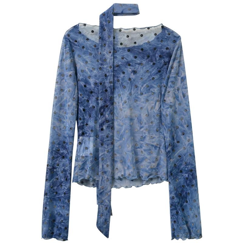 SanCai Women s Polka Dot Mesh Bell Sleeve Top M
SanCai Women s Polka Dot Mesh Bell Sleeve Top M