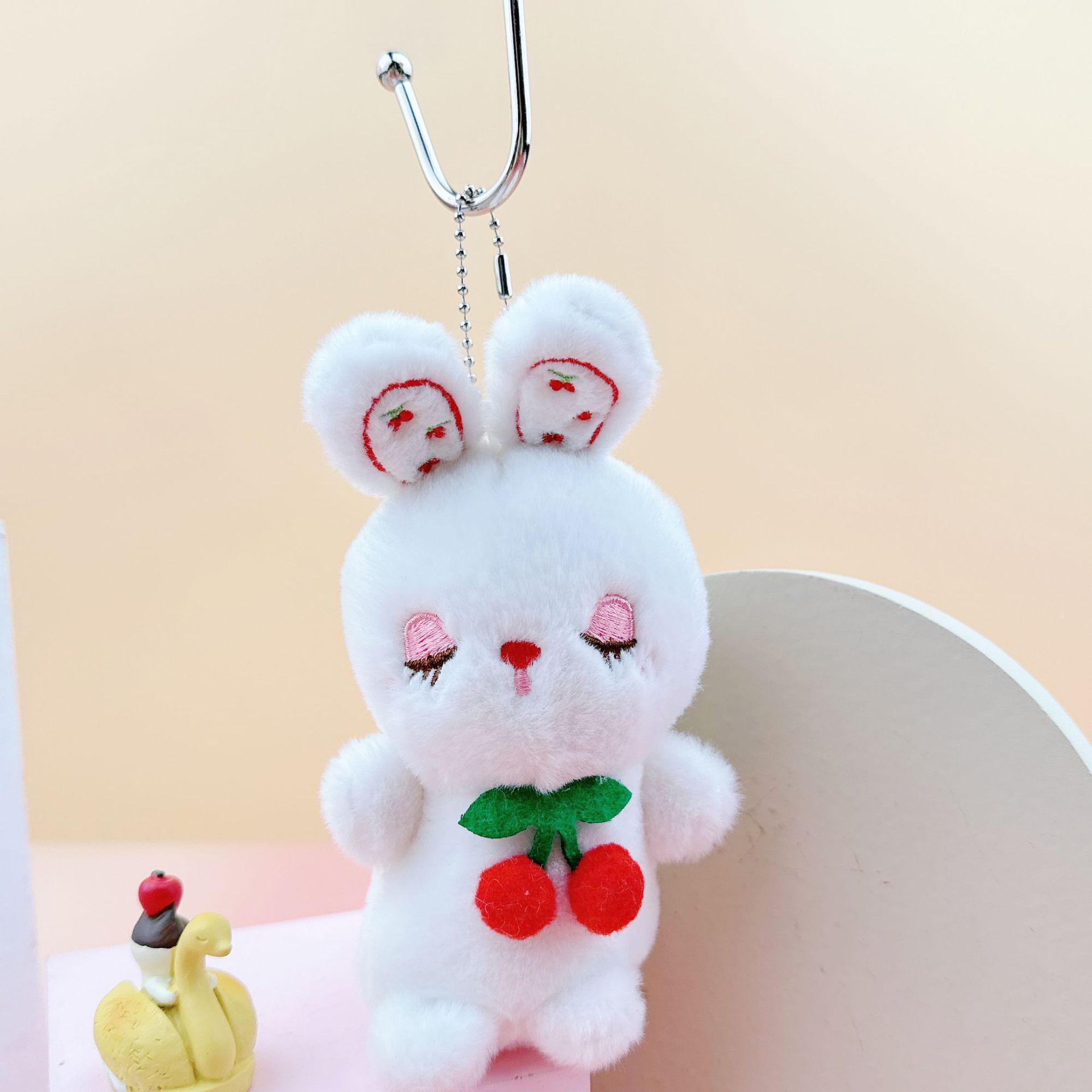 Милая плюшевая кукла-кролик с вишней, брелок для сумки в виде плюшевого мишки, мини-тряпичная кукла 15 cm High