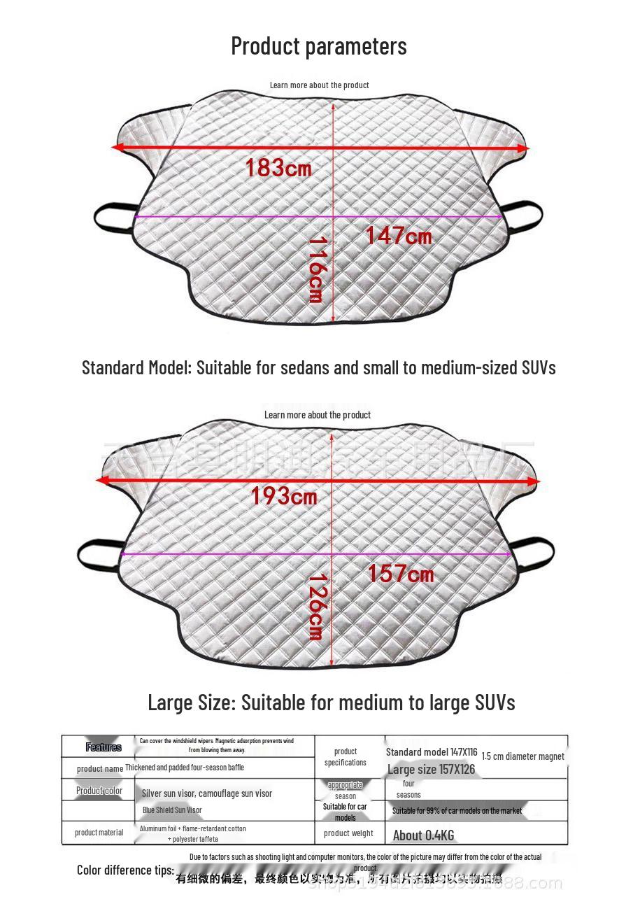Car Sun Visor & Snow Shield: Windshield Cover for Sun Protection & Heat Insulation 183x116 срібло сірий колір
Car Sun Visor & Snow Shield: Windshield Cover for Sun Protection & Heat Insulation 183x116 срібло сірий колір