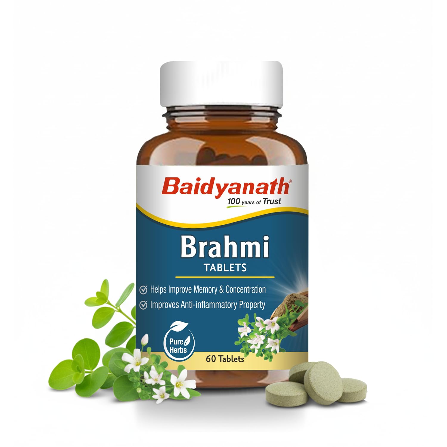 Baidyanath Ayurved Brahmi Tablets - 60 Tab | Helps To Handle Life’s Daily Stress | Promotes Mind Relaxation| (Pack of 1)
Baidyanath Ayurved Brahmi Tablets - 60 Tab | Helps To Handle Life’s Daily Stress | Promotes Mind Relaxation| (Pack of 1)