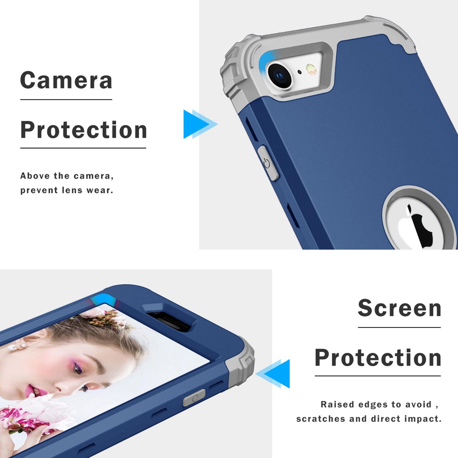 For iPhone 7/8/SE (2020)/SE (2022) 3-in-1 Mobile Phone Case Fall Proof Silicone+PC Thickened Corner Hybrid Cover Navy Blue
For iPhone 7/8/SE (2020)/SE (2022) 3-in-1 Mobile Phone Case Fall Proof Silicone+PC Thickened Corner Hybrid Cover Navy Blue