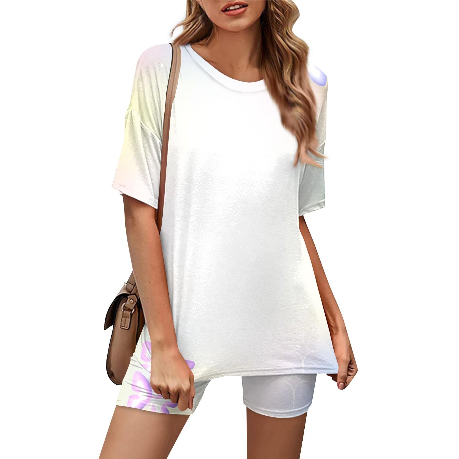 Женский повседневный спортивный комплект из двух предметов, свободный и модный топ с принтом, комплект шорт с короткими рукавами XL белый
Женский повседневный спортивный комплект из двух предметов, свободный и модный топ с принтом, комплект шорт с короткими рукавами XL белый