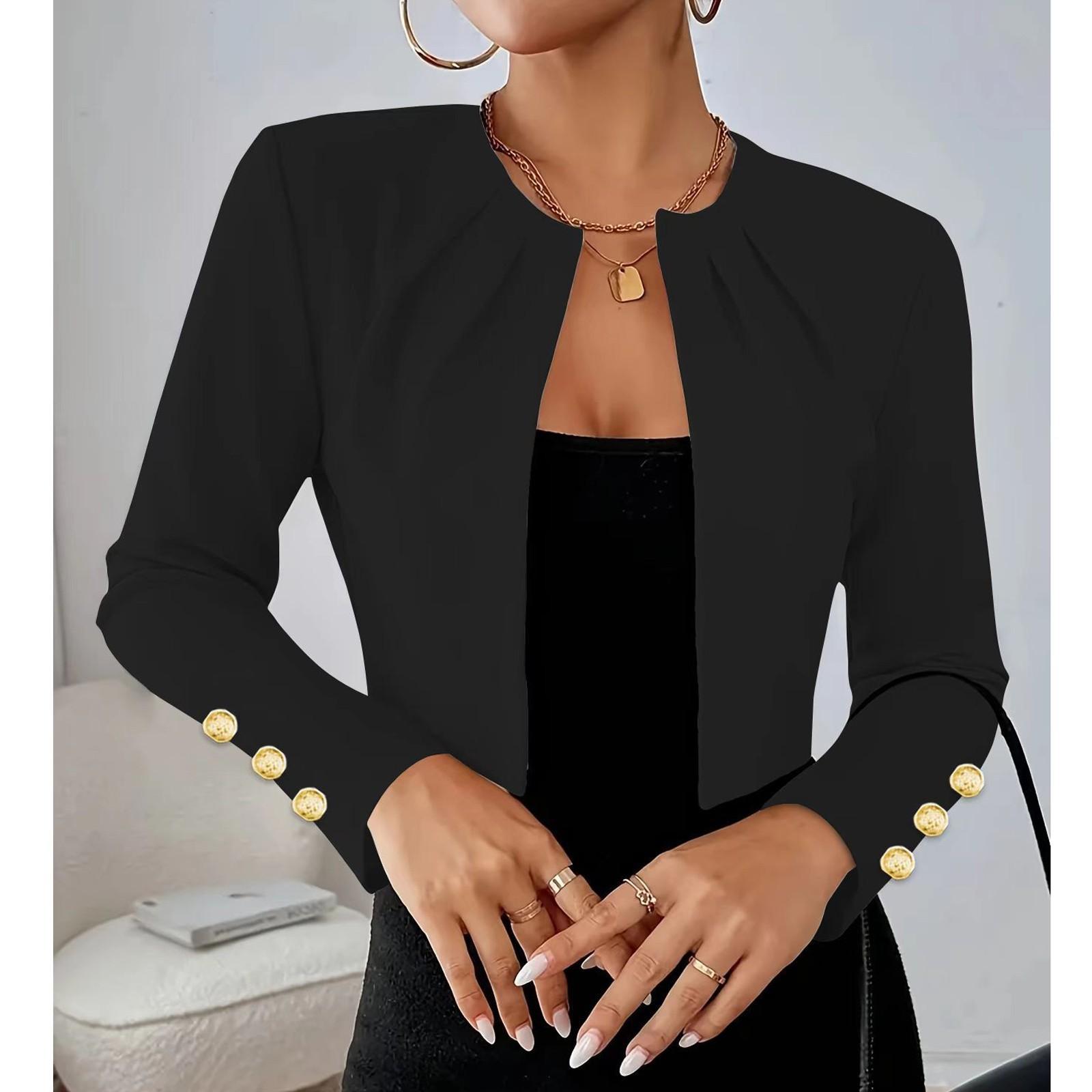 Женский повседневный однотонный приталенный пиджак-костюм с плиссированным воротником и длинными рукавами S чёрный
Женский повседневный однотонный приталенный пиджак-костюм с плиссированным воротником и длинными рукавами S чёрный