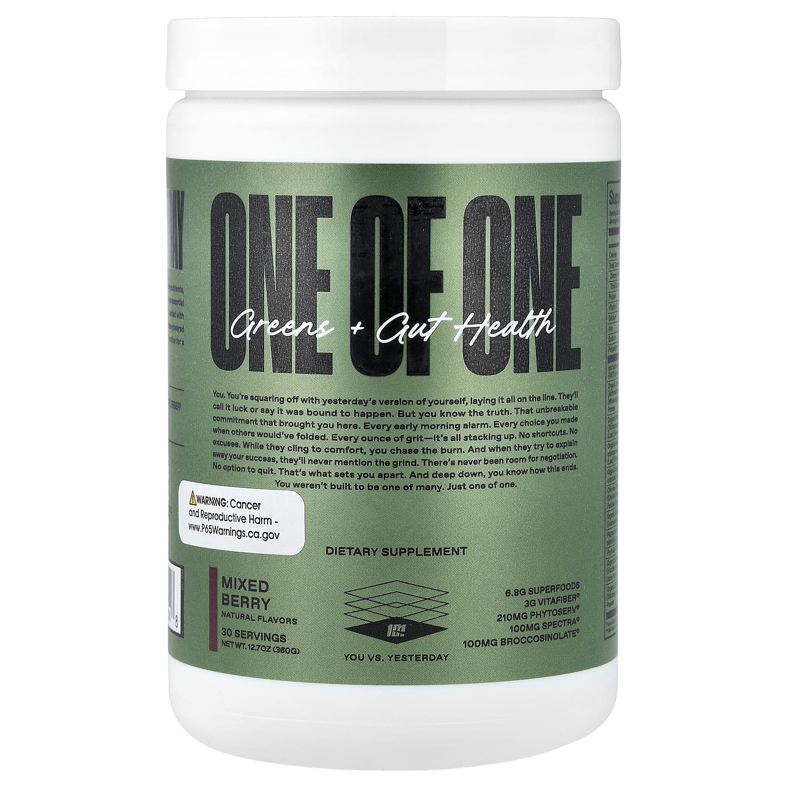 ONE OF ONE, Greens + Gut Health, Mixed Berries, 360g (12.7oz)
ONE OF ONE, Greens + Gut Health, Mixed Berries, 360g (12.7oz)