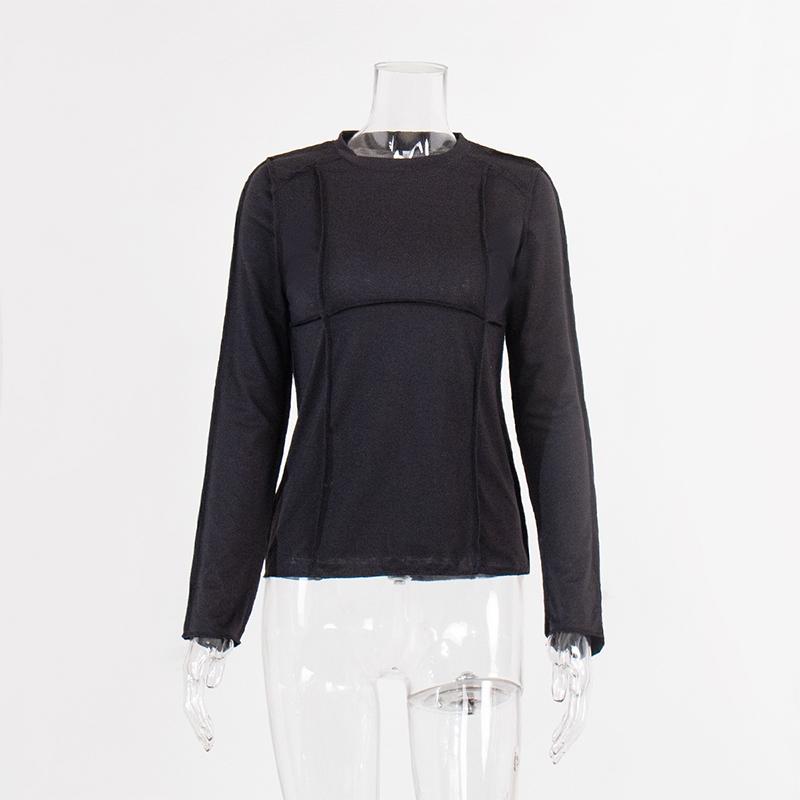 Women Fashion Patchwork Slim Fit Long Sleeve T-shirt Spring Autumn Fashion O-neck Basic Shirts Elegant Solid Streetwear S чорний
Women Fashion Patchwork Slim Fit Long Sleeve T-shirt Spring Autumn Fashion O-neck Basic Shirts Elegant Solid Streetwear S чорний